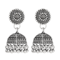 Dusk Silver Oxidised Jhumka Earrings