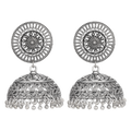 Sage Silver Oxidised Jhumka Earrings