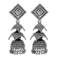 Celeste Silver Oxidised Layered Jhumka Earrings