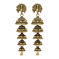 Regal Antique Gold Five-Tier Jhumka Earrings